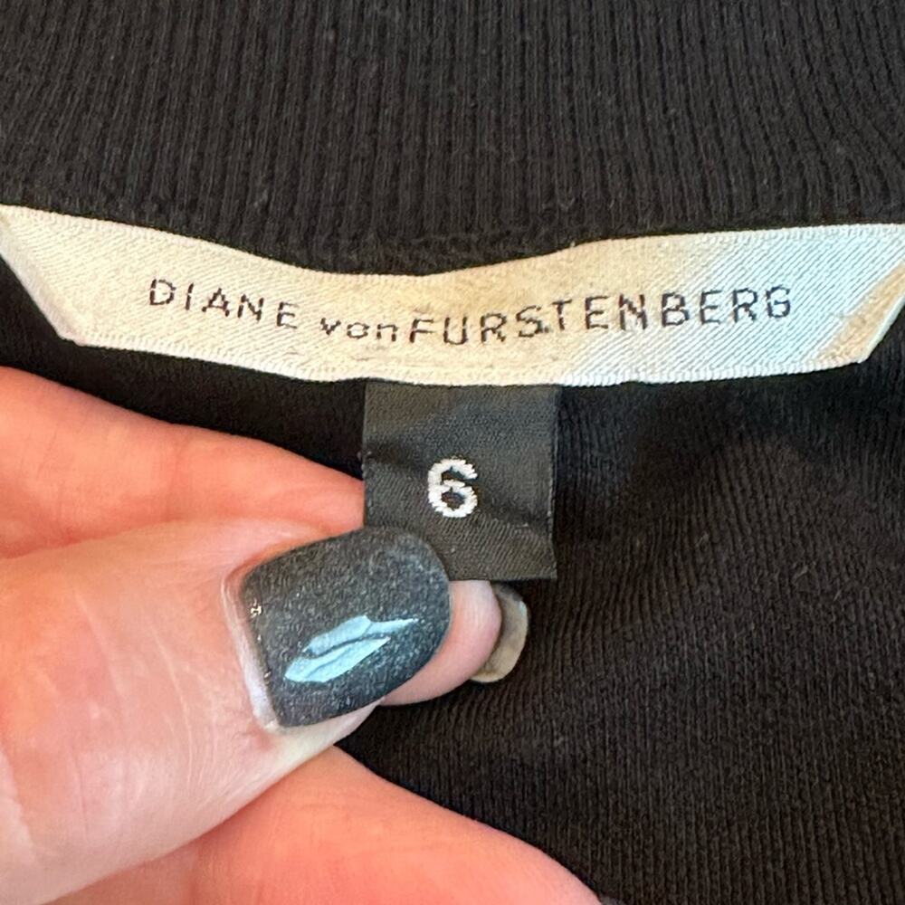 Diane von Furstenberg Light Weight Ceili Black Wool Short Sleeve Dress Size 6 - Picture 6 of 7